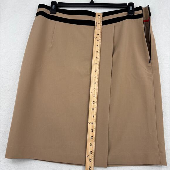 Worthington Faux Wrap Skirt Womens Size 18 Tan Black Side Zip Pencil - Picture 8 of 9